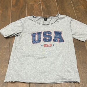 SHEIN Gray USA Graphic Tee